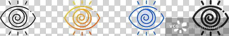 催眠图标，细线性渐变蓝色描边图片素材