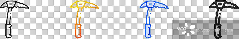 冰镐图标，细线性渐变蓝色描边图片素材