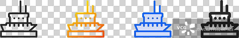 破冰船图标，细线性渐变蓝色图片素材