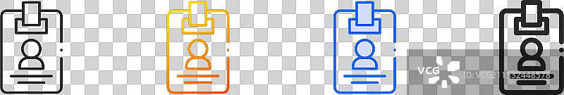 身份证图标，细线性渐变蓝色描边和图片素材