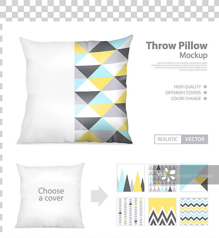 逼真的枕头印花图案套装图片素材