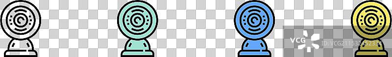 网络摄像头图标轮廓，绿色、蓝色和黄色风格图片素材
