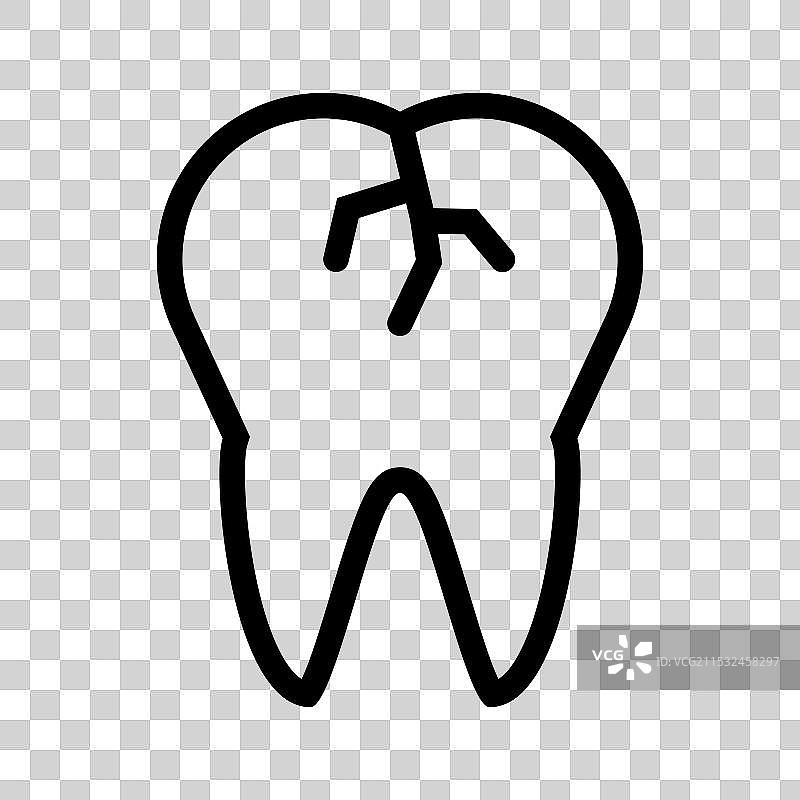 破损牙齿图标轮廓风格设计，独立展示图片素材