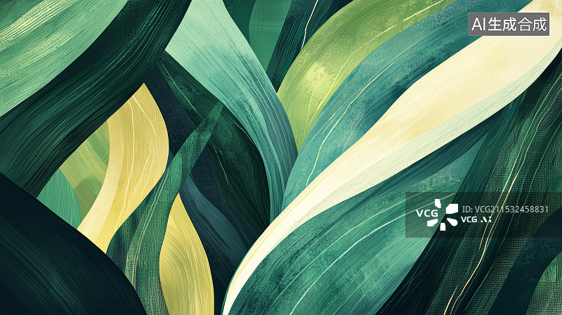 【AI数字艺术】绿色叶片的艺术设计与清新视觉图片素材