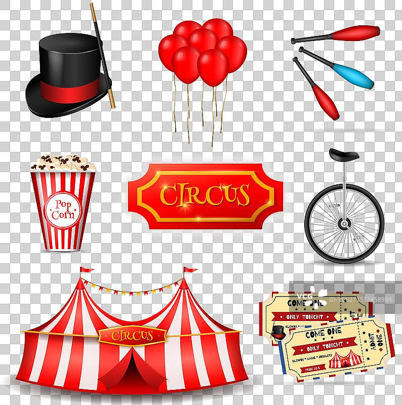 旅行马戏团元素套件图片素材