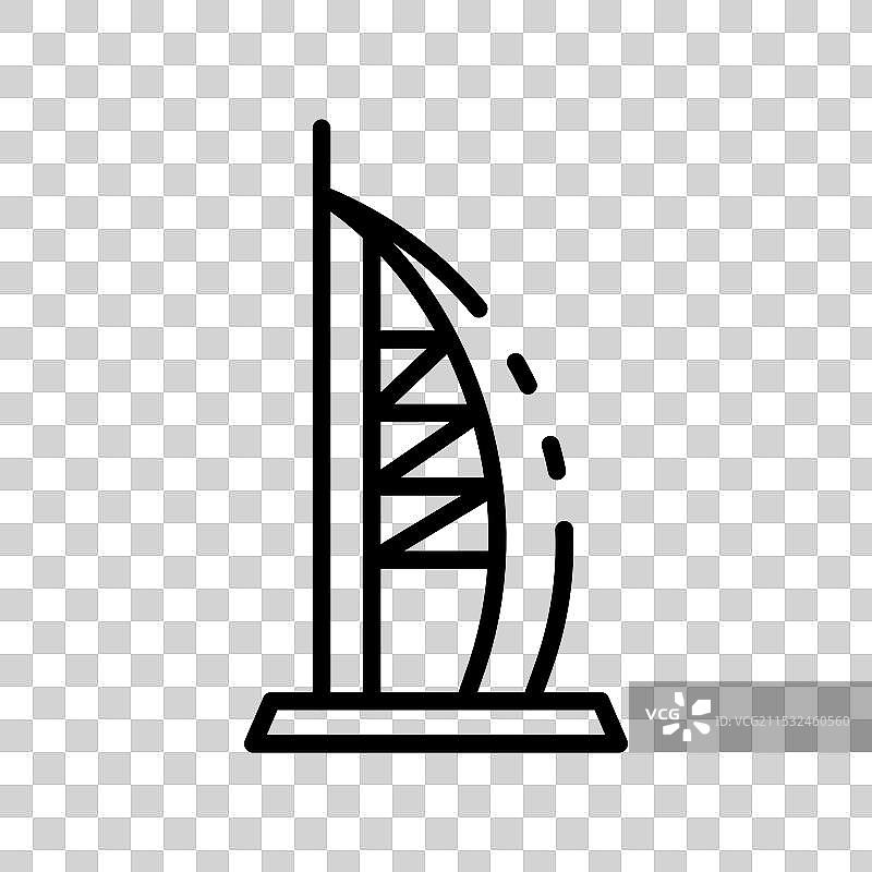 独立的哈利法塔图标轮廓风格设计图片素材