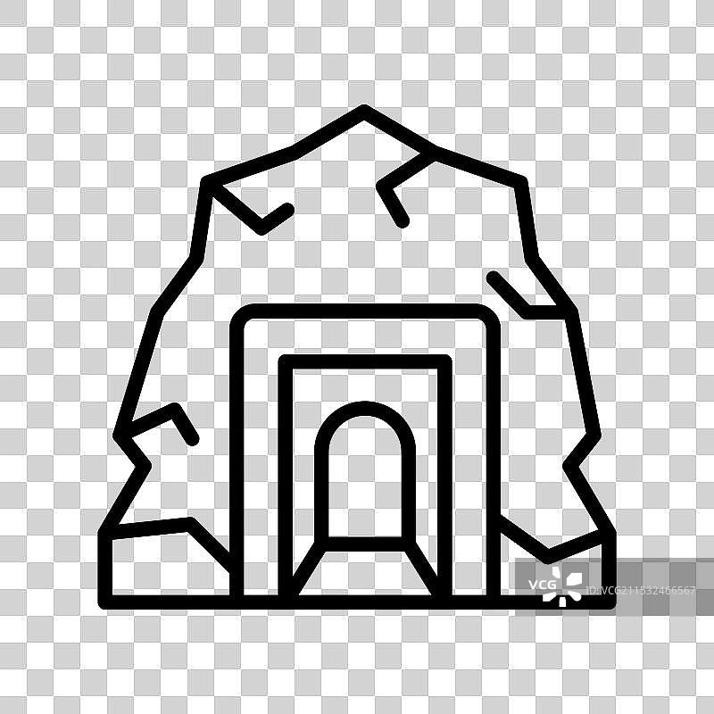 洞穴图标轮廓风格设计，孤立在白色背景上图片素材