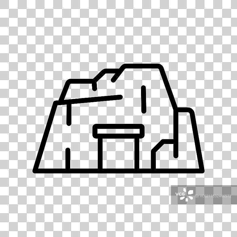 洞穴图标轮廓风格设计，孤立在白色背景上图片素材