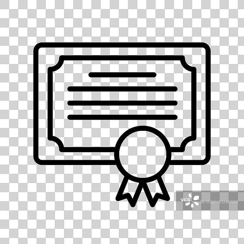 证书图标轮廓风格设计，孤立于背景上图片素材