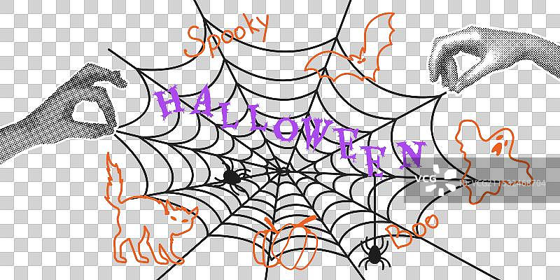 时尚的半色调拼贴万圣节假期图片素材