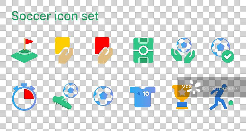 足球图标集，包含红色和黄色的足球元素图片素材