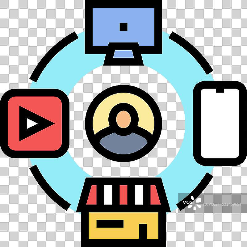 全渠道现代商业彩色图标图片素材