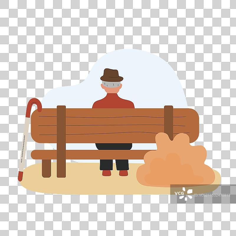 一位老人坐在长椅上图片素材