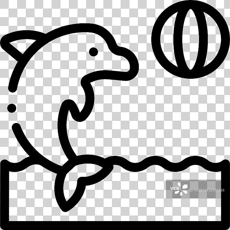 孤立的薄线风格海豚图标设计图片素材