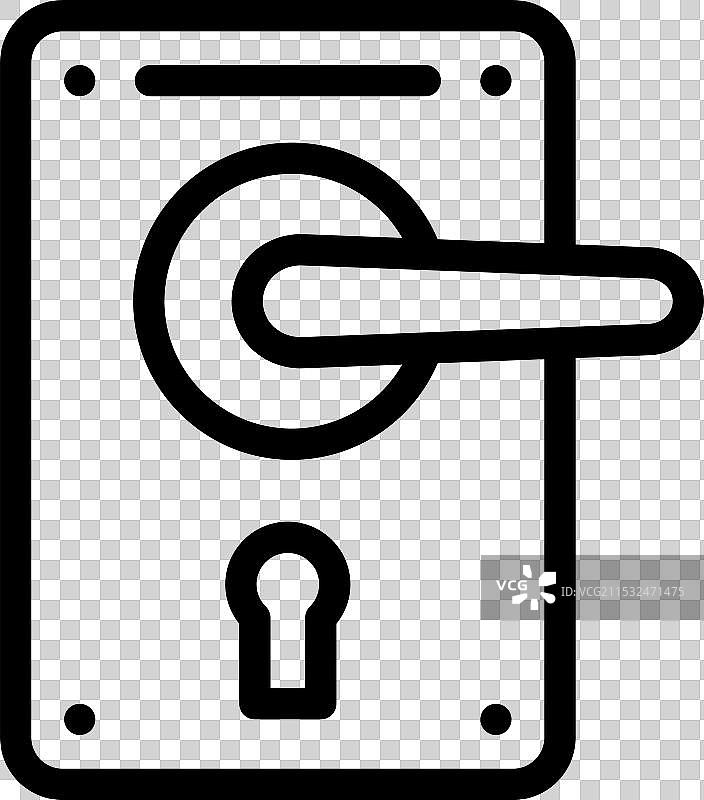 门把手图标，细线风格设计，独立展示图片素材