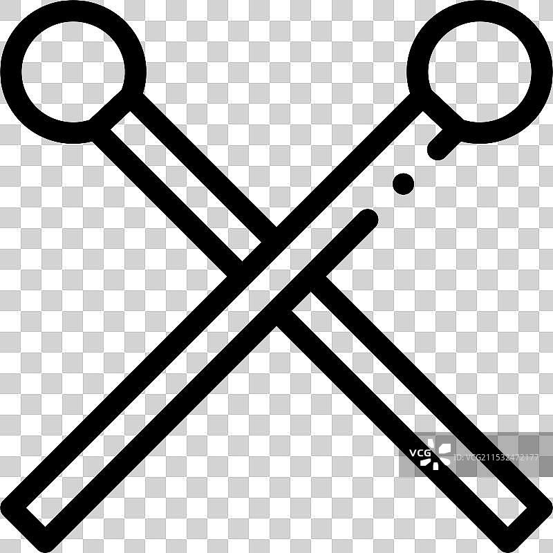 鼓槌图标，细线风格设计，独立展示图片素材