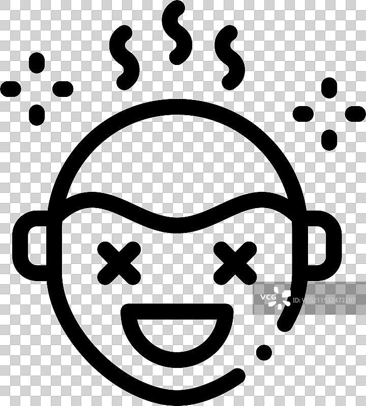 醉酒图标，细线风格设计，孤立在背景上图片素材