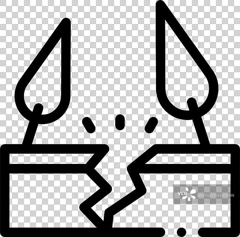 地震图标，细线风格设计，独立展示图片素材