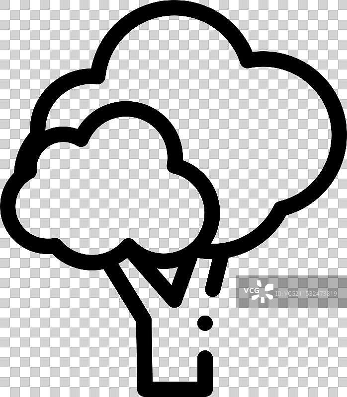 黑檀木图标，细线条风格设计，独立于背景图片素材