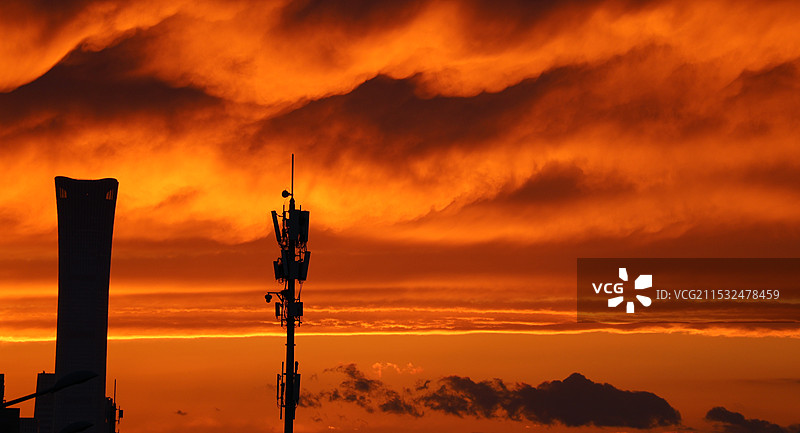 火烧云，人文，鸟图片素材