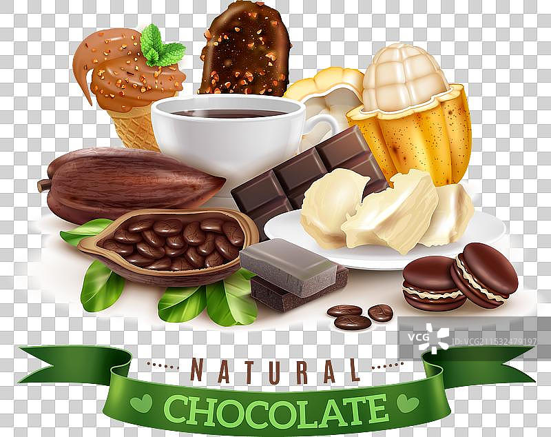 逼真的可可产品成分图片素材