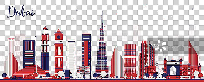 抽象的迪拜城市天际线与色彩图片素材