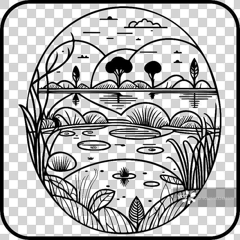 涂鸦素描艺术新风格的公园边框图案图片素材