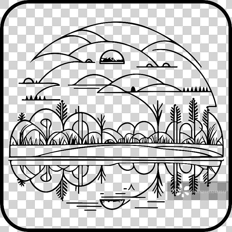 涂鸦素描艺术新风格的公园边框图案图片素材