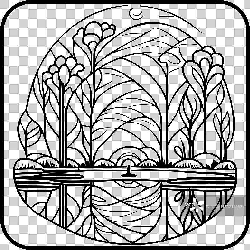 涂鸦素描艺术新风格的公园边框图案图片素材