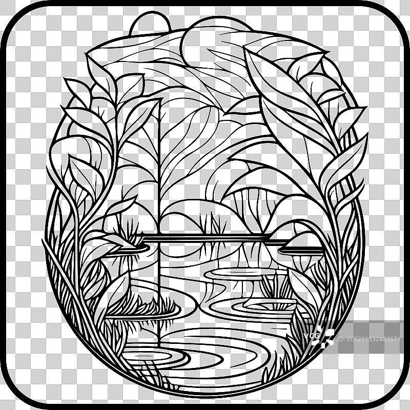 涂鸦素描艺术新风格的公园边框图案图片素材