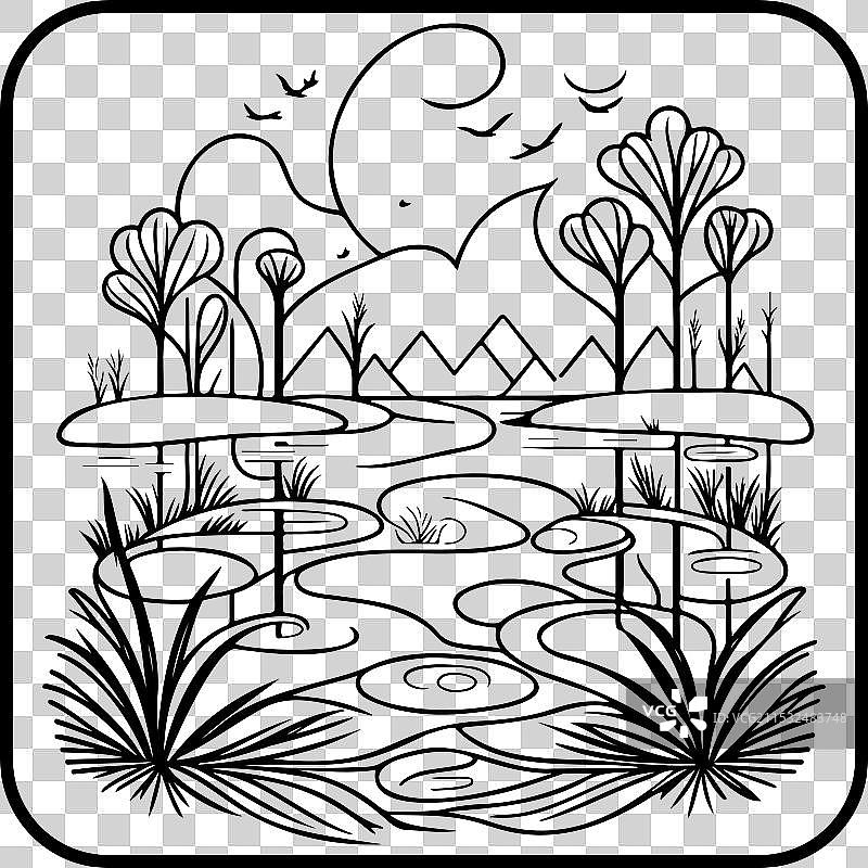 涂鸦素描艺术新风格的公园边框图案图片素材