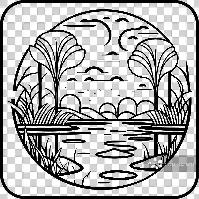 涂鸦素描艺术新风格的公园边框图案图片素材