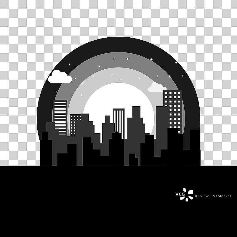 黑暗的城市夜景 - 平坦的城市风光图片素材