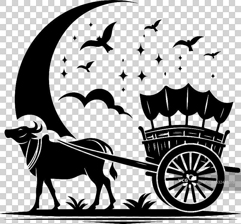 牛车剪影设计图片素材