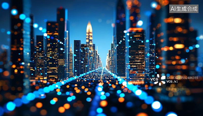 【AI数字艺术】未来数字城市信息化互联网科技概念图片素材