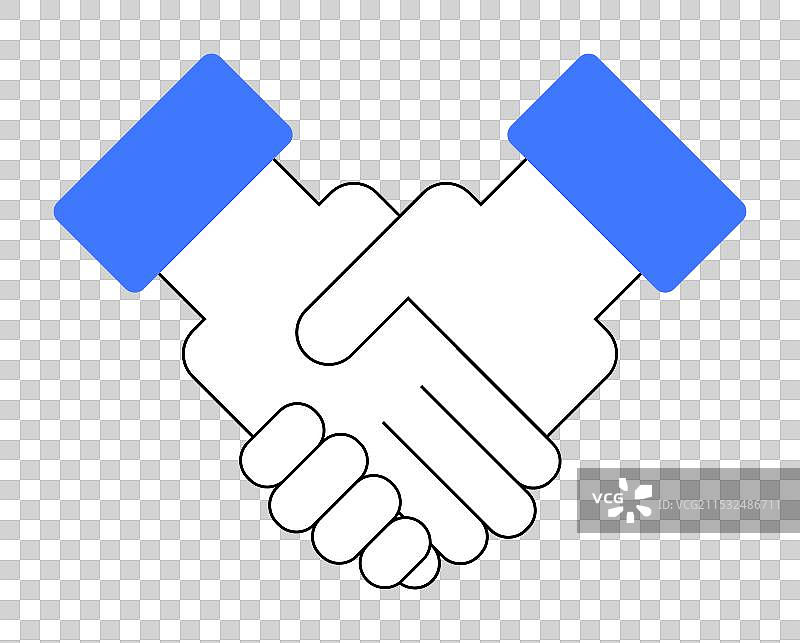 蓝袖子握手象征着合作伙伴关系图片素材