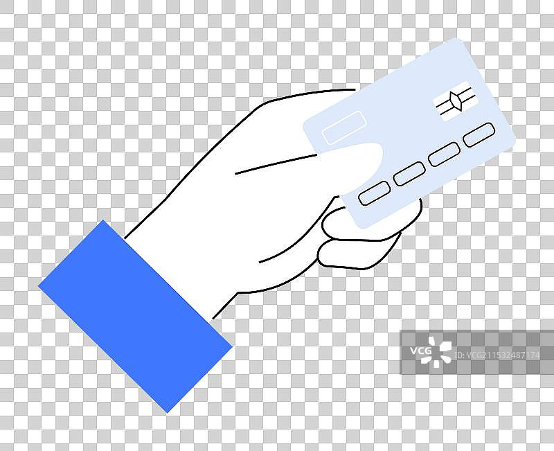 手握一张带蓝色套子的信用卡图片素材