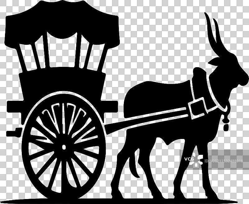 简单的牛车剪影设计图片素材