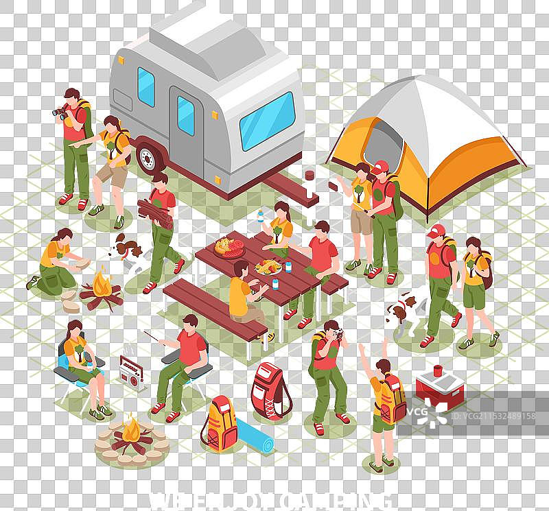 探险露营等距海报图片素材