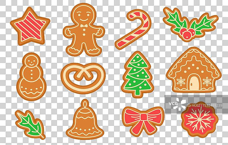 圣诞装饰用的姜饼饼干图片素材
