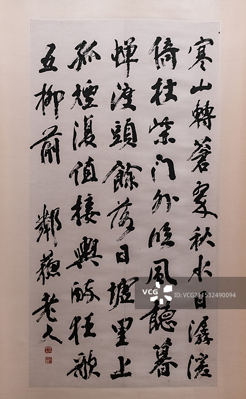 上海博物馆东馆，清，杨守敬，行书王维诗轴图片素材