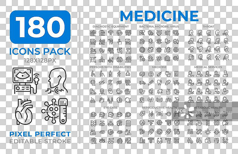 医学线条图标集合图片素材