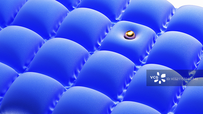 蓝色小球弹跳布料膨胀充气气垫图片素材
