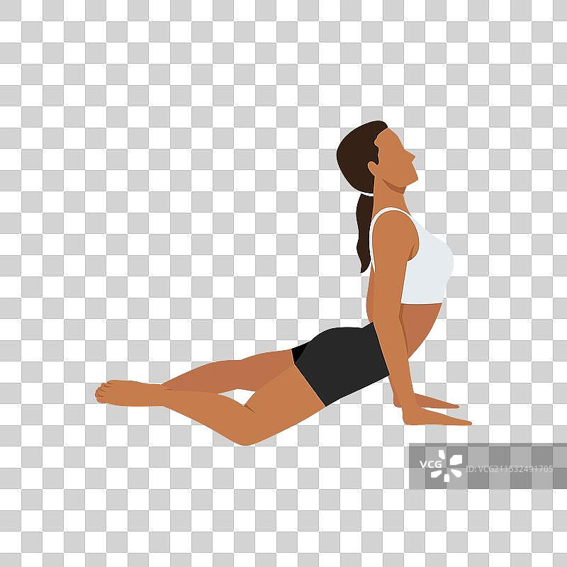 年轻女性在做青蛙眼镜蛇式瑜伽姿势图片素材