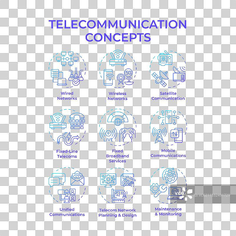 电信蓝色渐变概念图标图片素材