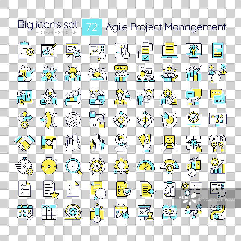 敏捷项目管理RGB颜色图标集图片素材