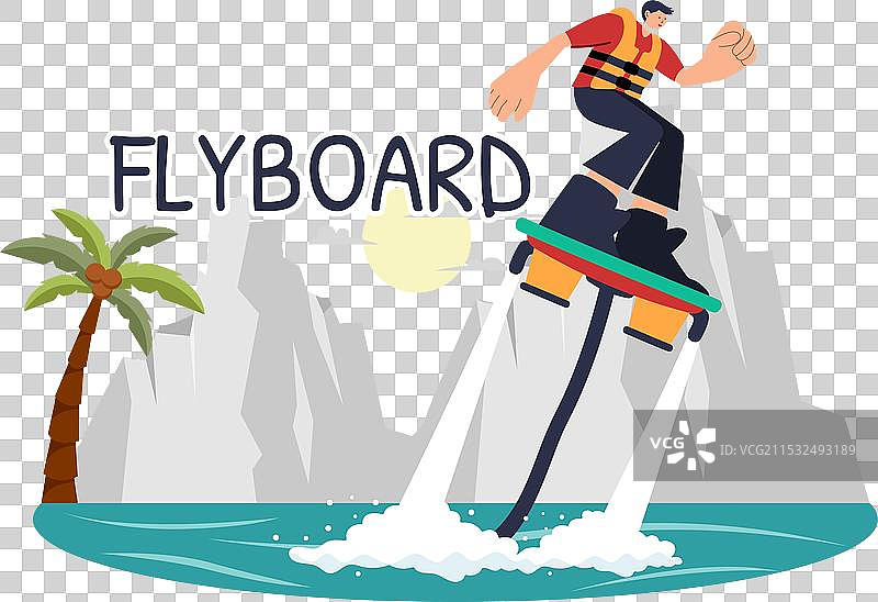 飞板上有人骑着喷气背包图片素材