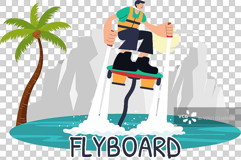 飞板上有人骑着喷气背包图片素材