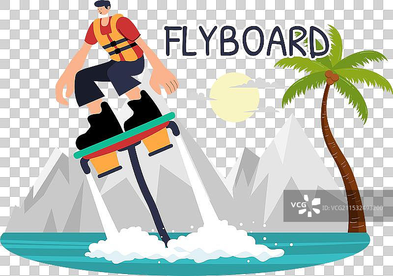 飞板上有人骑着喷气背包图片素材