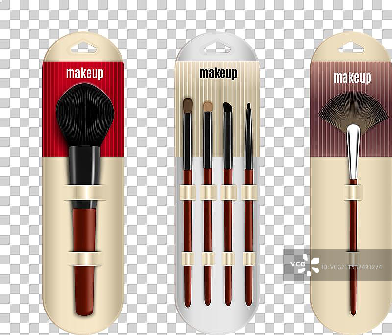 逼真的化妆刷套装图片素材